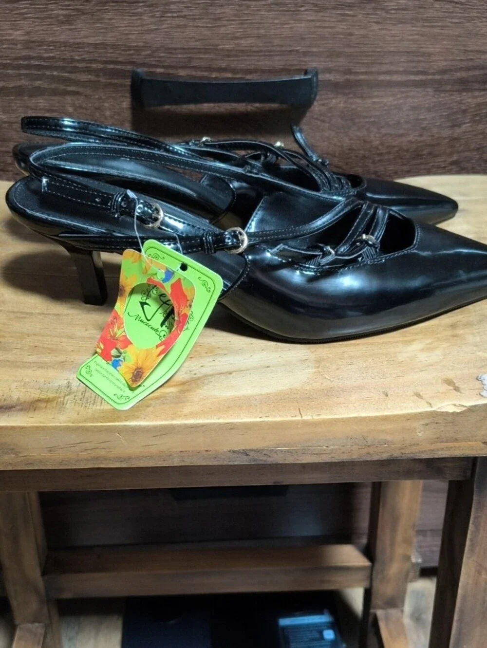 Black Pointed Slingback Heels